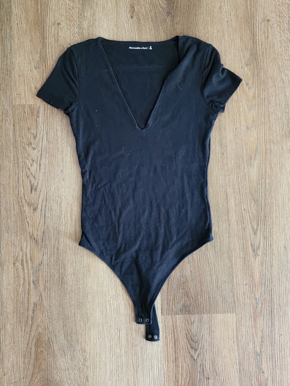 Abercrombie & Fitch Black V-Neck Short Sleeve Bodysuit